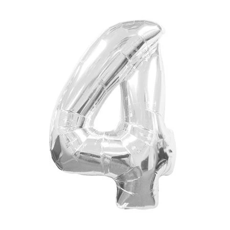 34" Number 4 Silver Foil Balloon
