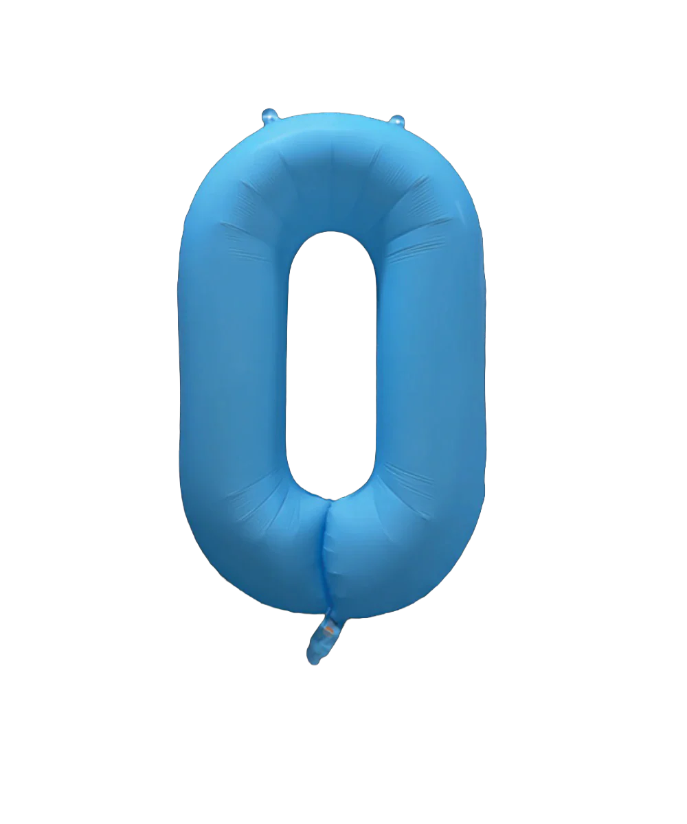 34" Deco Number 0 Neon Blue Balloon