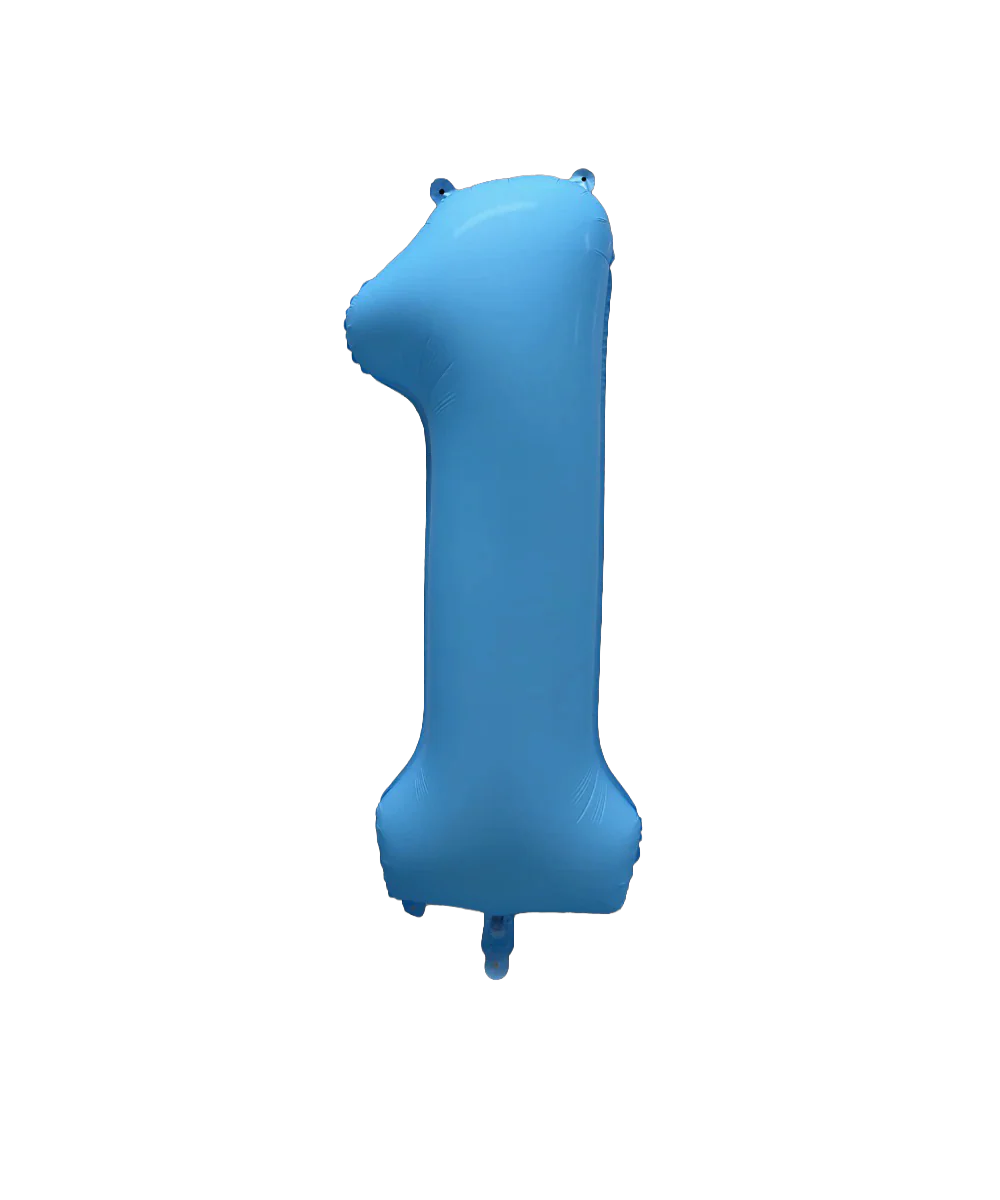 34" Deco Number 1 Neon Blue Balloon