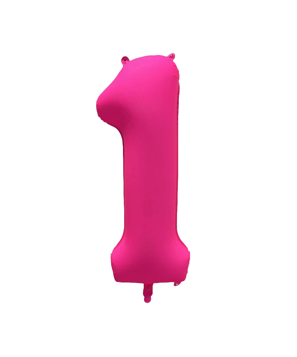 34" Deco Number 1 Neon Pink Balloon