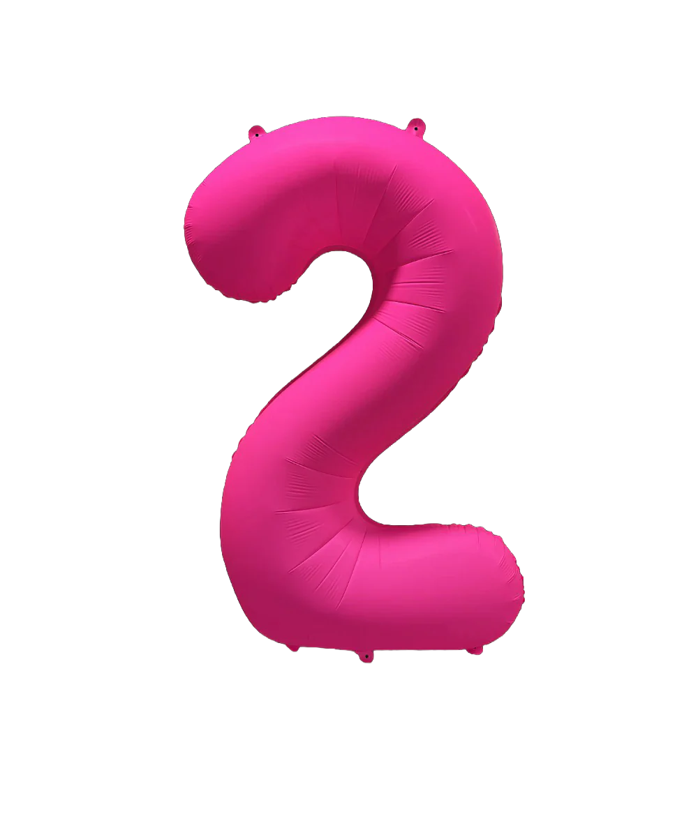 34" Deco Number 2 Neon Pink Balloon