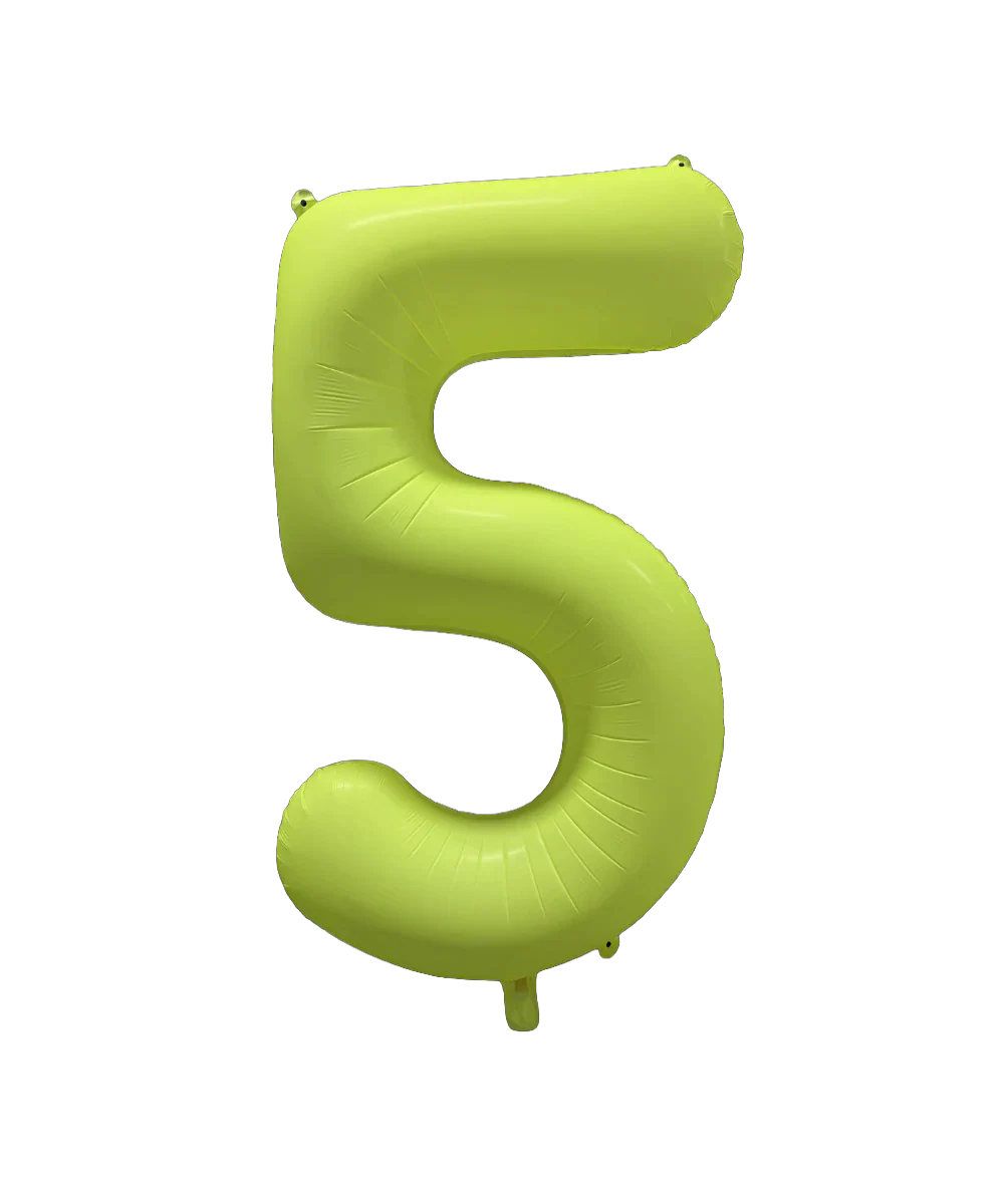 34" Deco Number 5 Neon Yellow Balloon