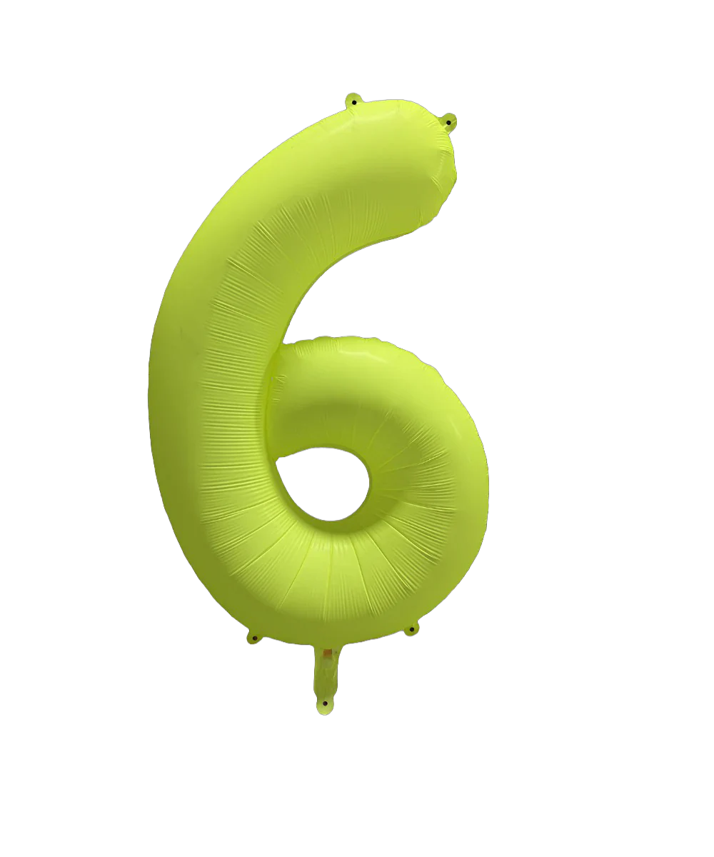 34" Deco Number 6 Neon Yellow Balloon