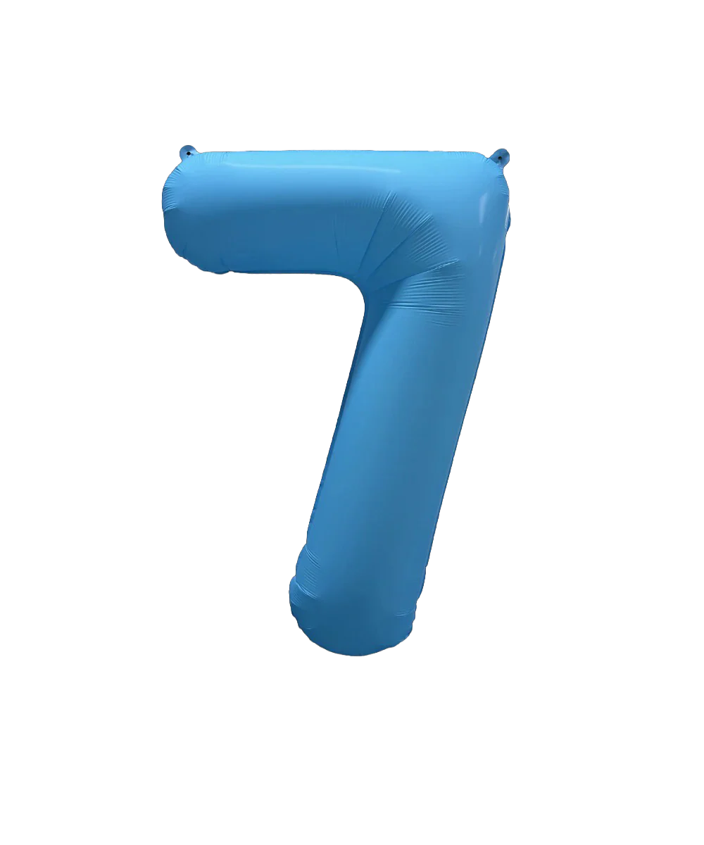 34" Deco Number 7 Neon Blue Balloon