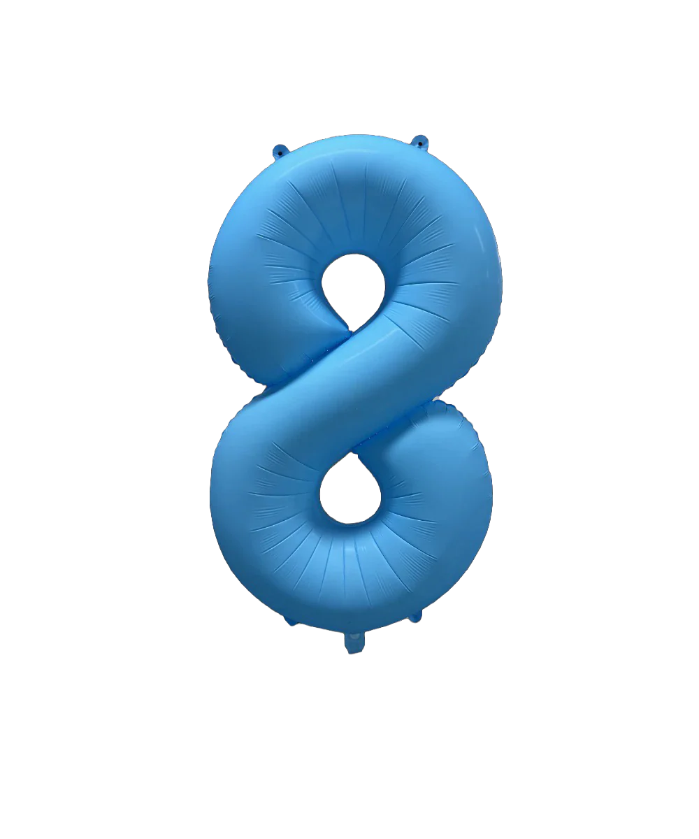 34" Deco Number 8 Neon Blue Balloon