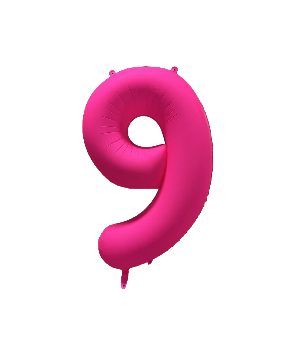 34" Deco Number 9 Neon Pink Balloon