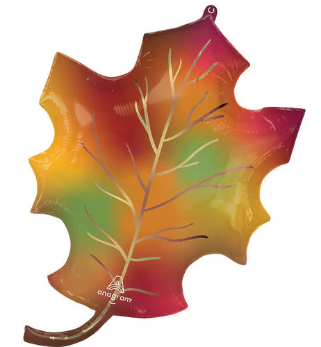 34" SuperShape Happy Fall Leaf Foil Balloon