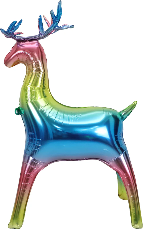 34" Airfill Only Standing Rainbow Deer Foil Balloon