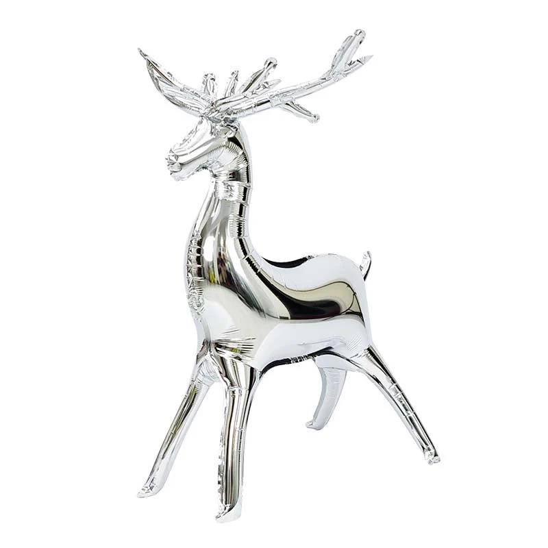 34" Airfill Only Standing Silver Deer Foil Balloon