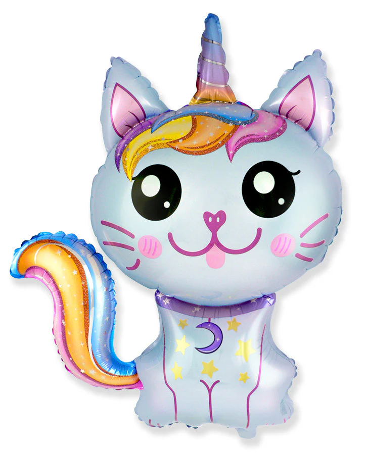 35" Blue Caticorn Foil Balloon