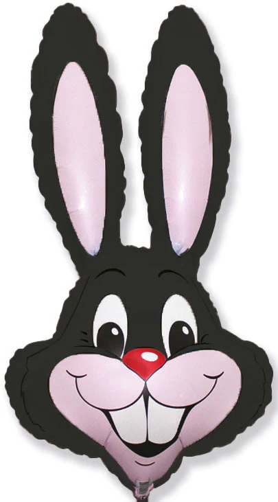 35" Bunny Rabbit Head Satin Black Foil Balloon