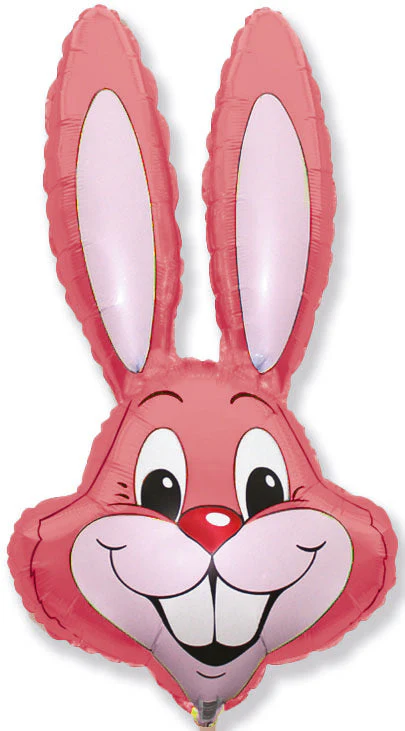 35" Bunny Rabbit Head Pastel Red Foil Balloon