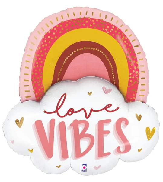 35" Foil Shape Boho Love Vibes Rainbow Foil Balloon