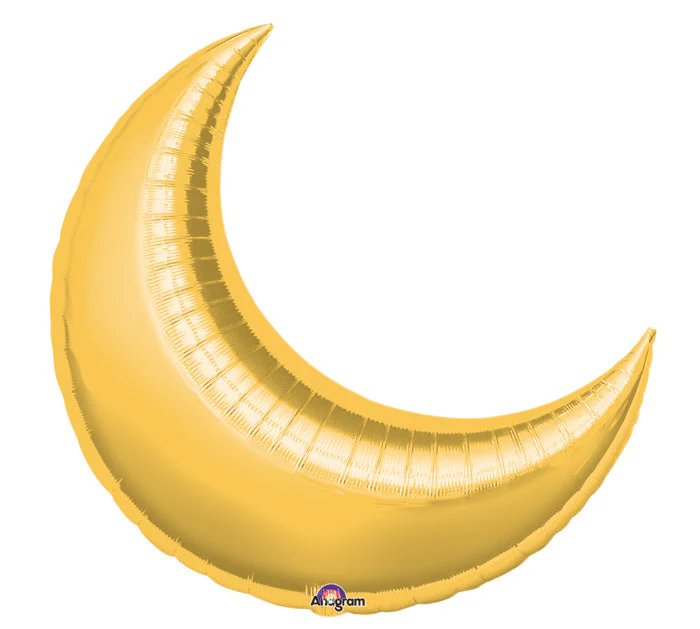 35" Gold Crescent Moon Balloon