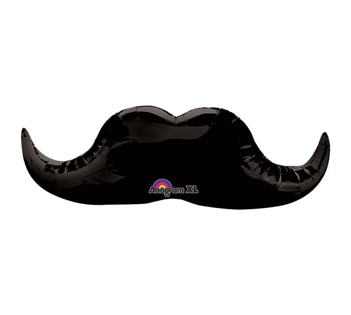 35" SuperShape Black Mustache Balloon Packaged