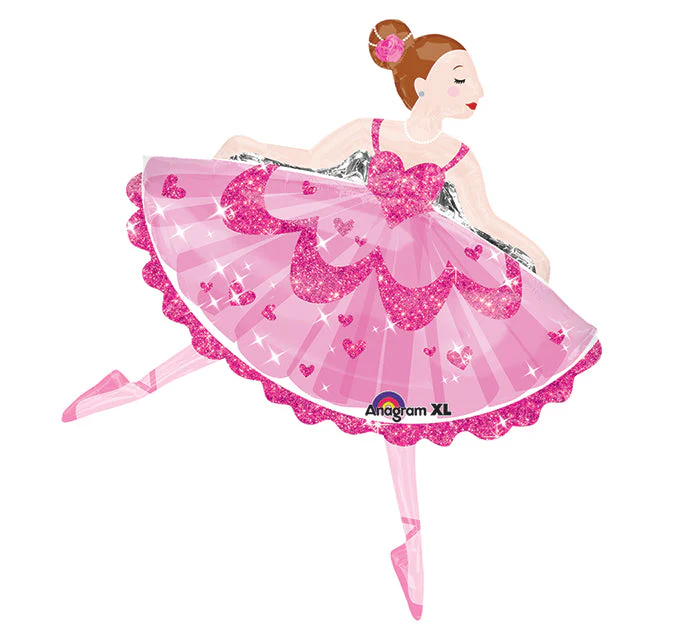 35" SuperShape Pink Sparkle Ballerina Balloon
