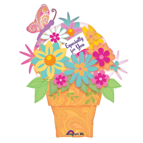 35" SuperShape Spring Flower Pot Balloon Packaged