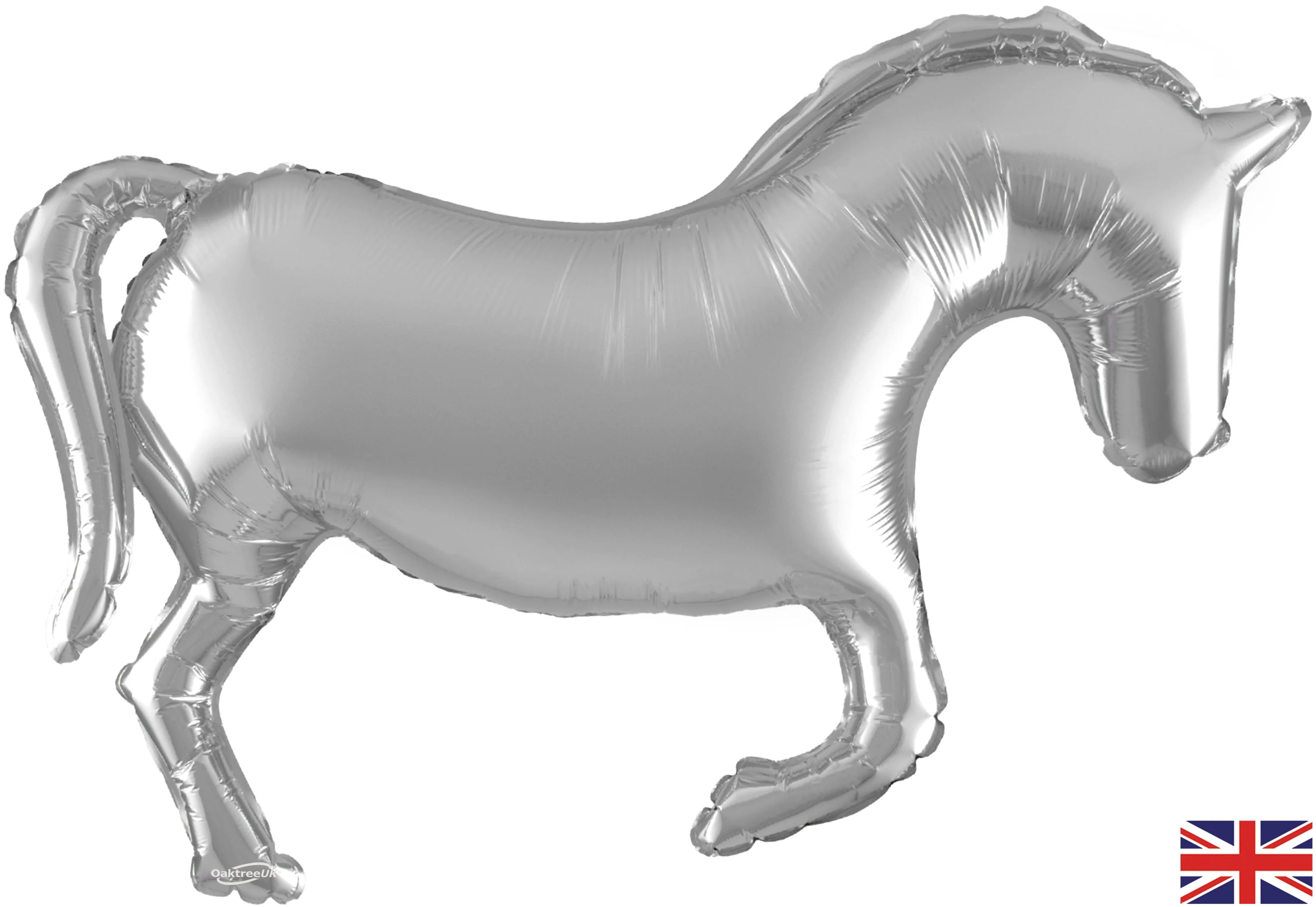 35" Horse Solid Colour Silver Metallic Packaged Oaktree Brand Mylar/Foil Balloon