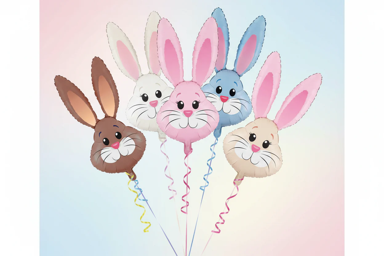 35" Oaktree Brand Cute Brown Bunny Rabbit Foil Balloon - Image 3
