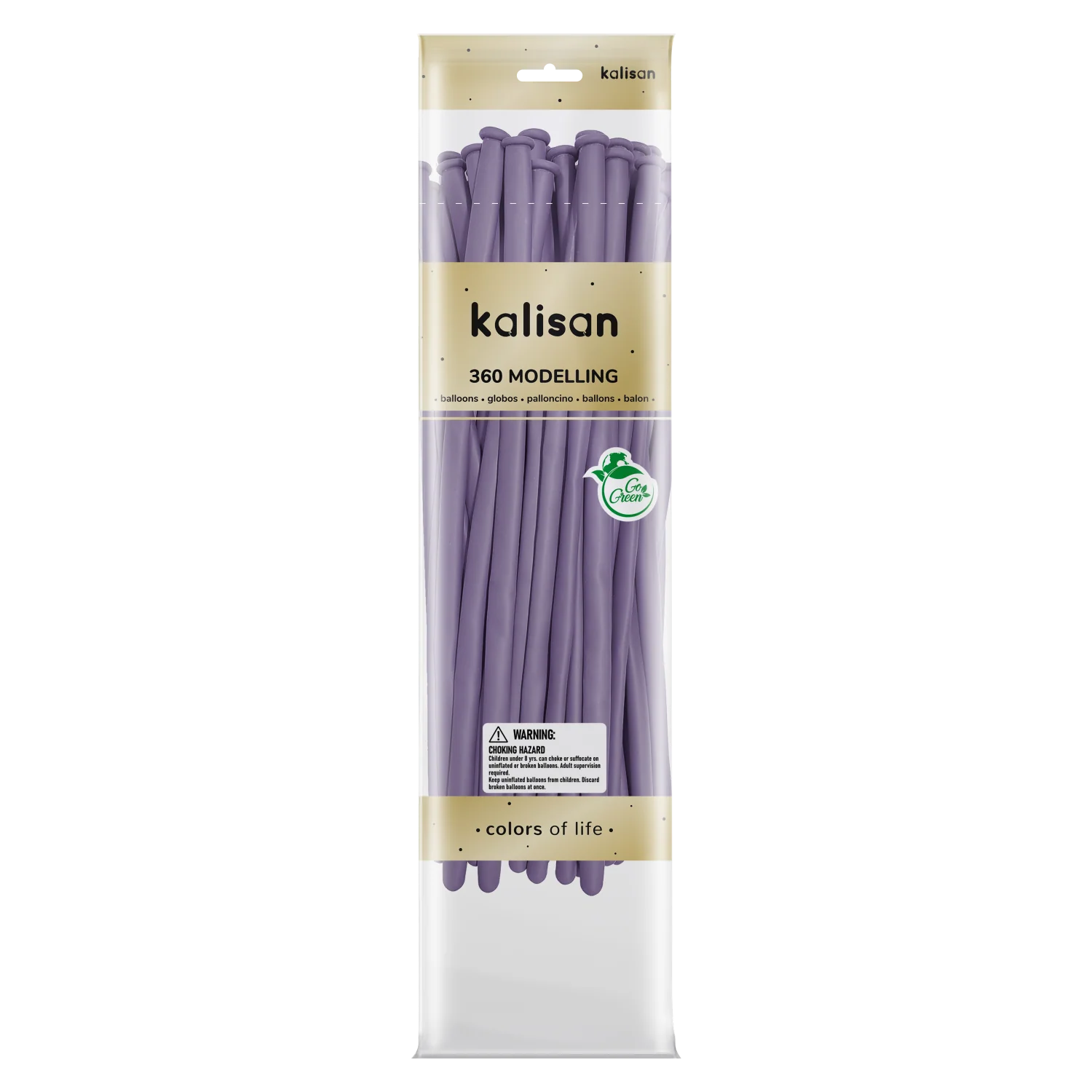 360K Nozzle Up Kalisan Twisting Latex Balloons Standard Lilac (50 Per Bag)