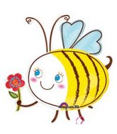 36" Bee with Flower Mylar Balloon