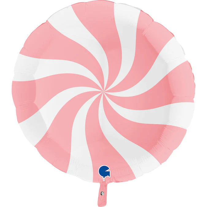 36" Candy Swirly White-Matte Pink Foil Balloon
