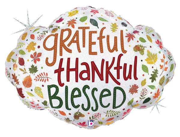 36" Holographic Grateful Thankful Blessed Foil Balloons
