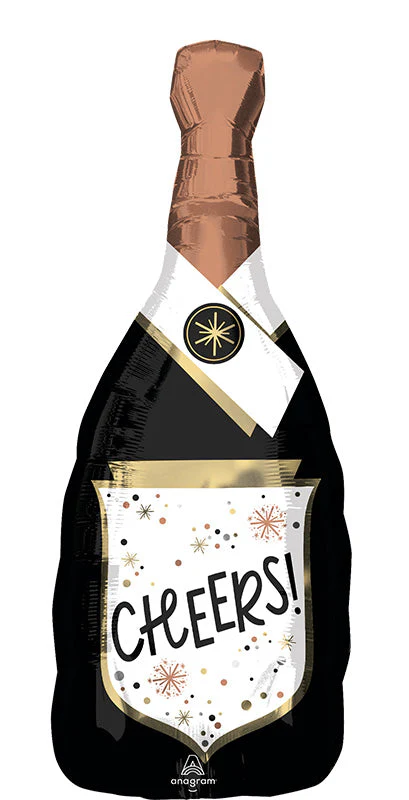 36" Jumbo Cheers Confetti Bubbly Bottle Foil Balloon