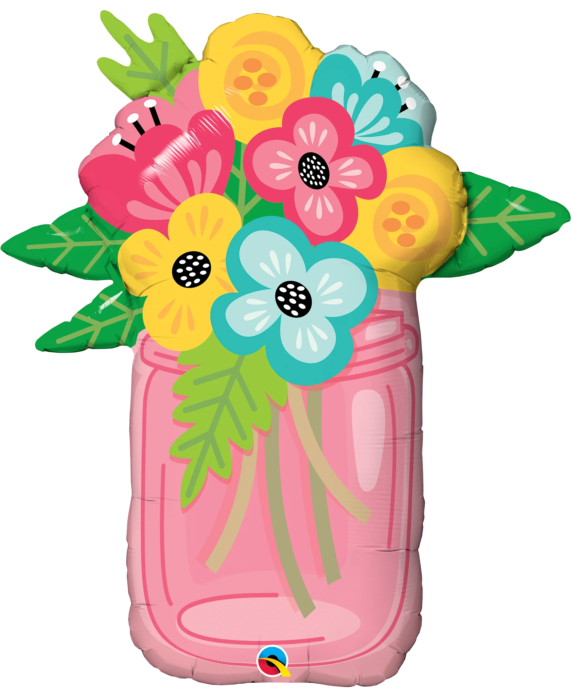 36" Mason Jar Bouquet Balloons Flowers
