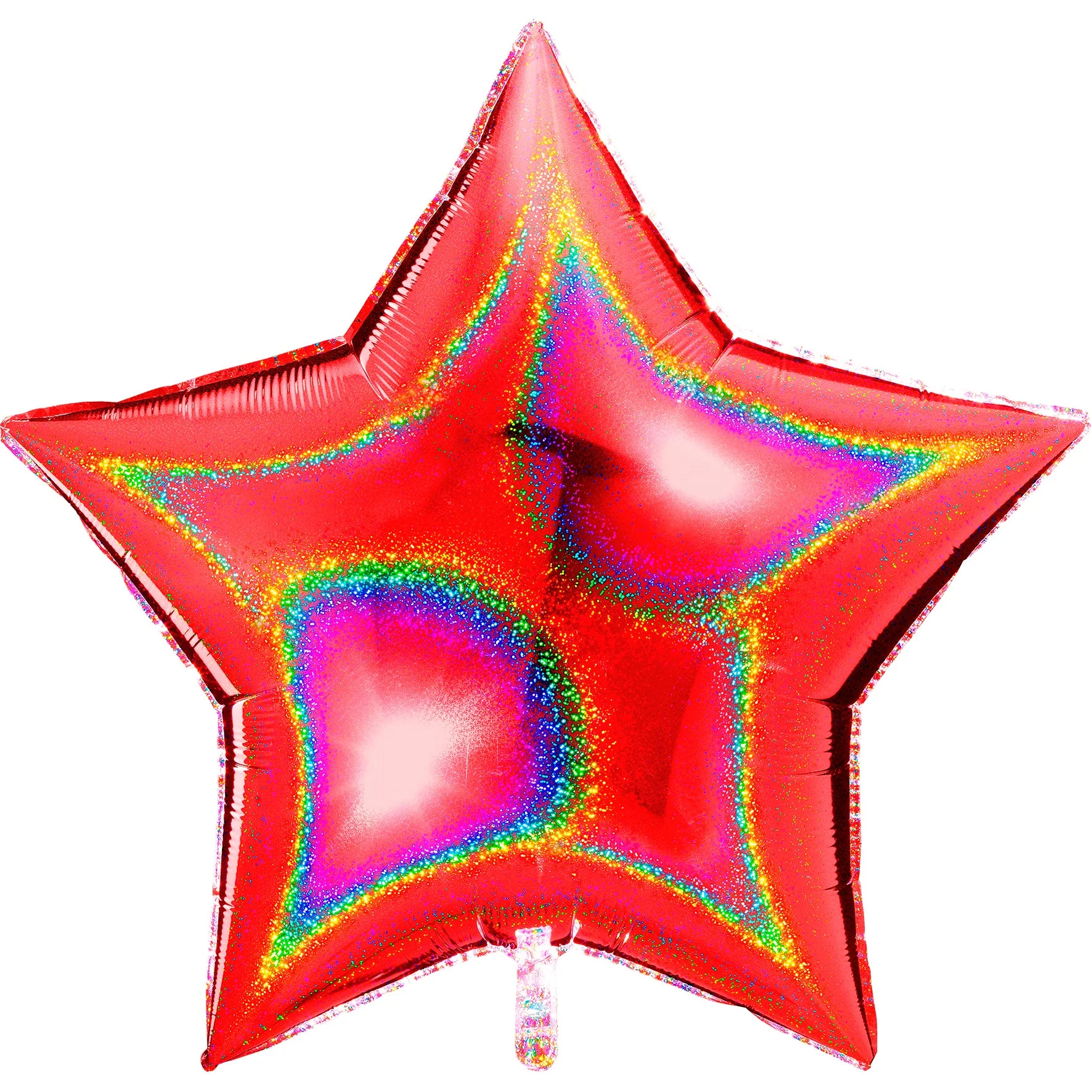 36" Star Glitter Holographic Red Foil Balloon