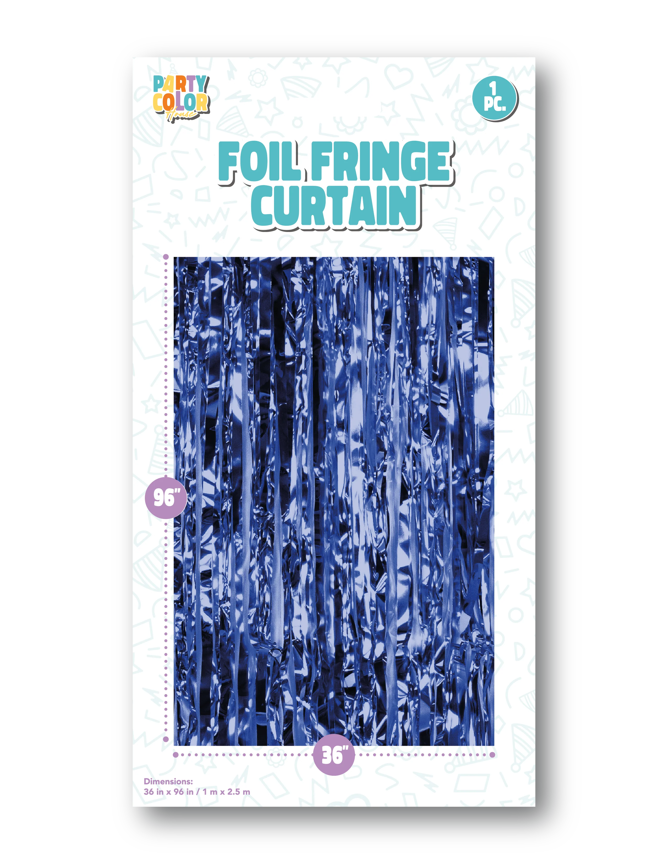 36" X 96" Foil Fringe Tinsel Curtain Backdrop Party Color Blue Gloss