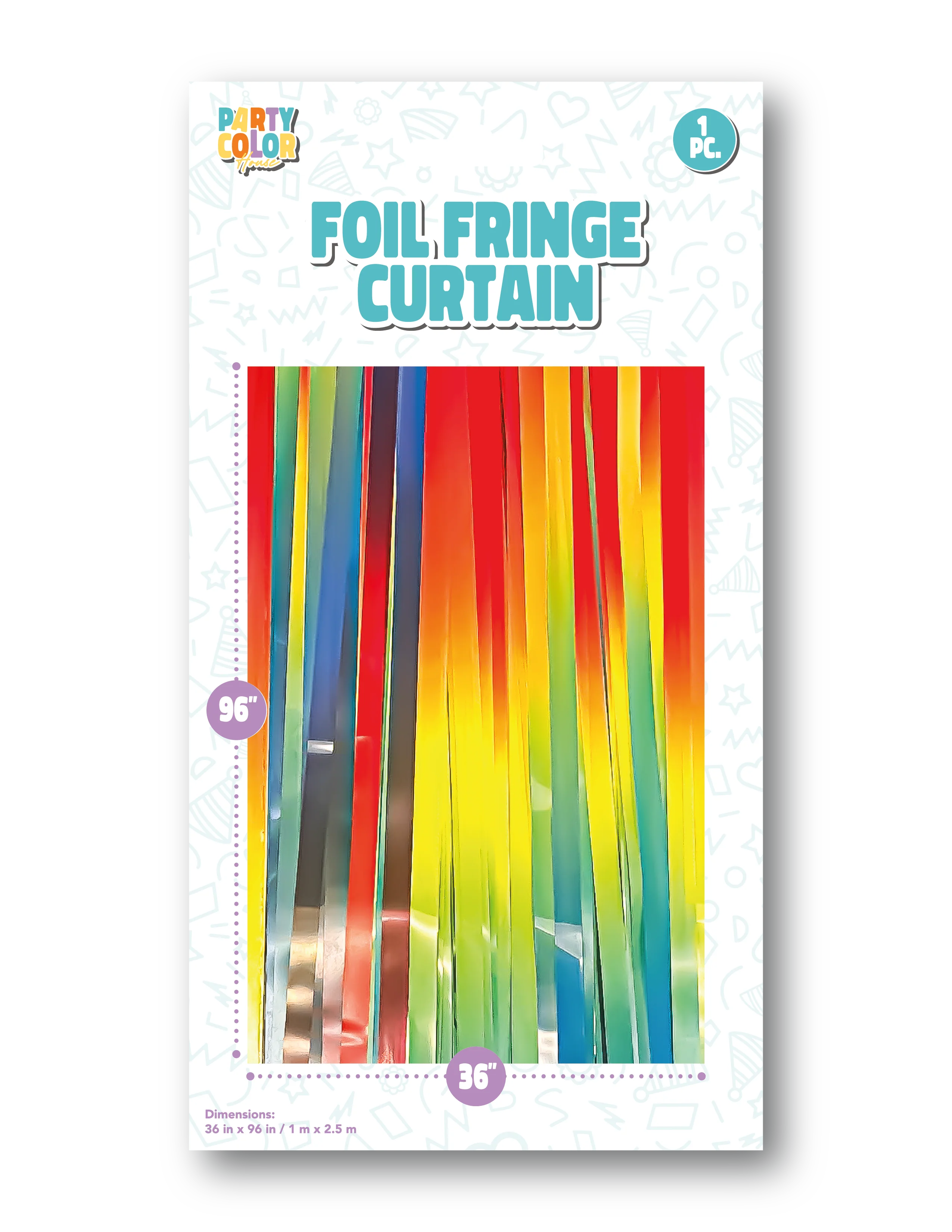 36" X 96" Foil Fringe Tinsel Curtain Backdrop Party Color Blue/Red gradient color Gloss