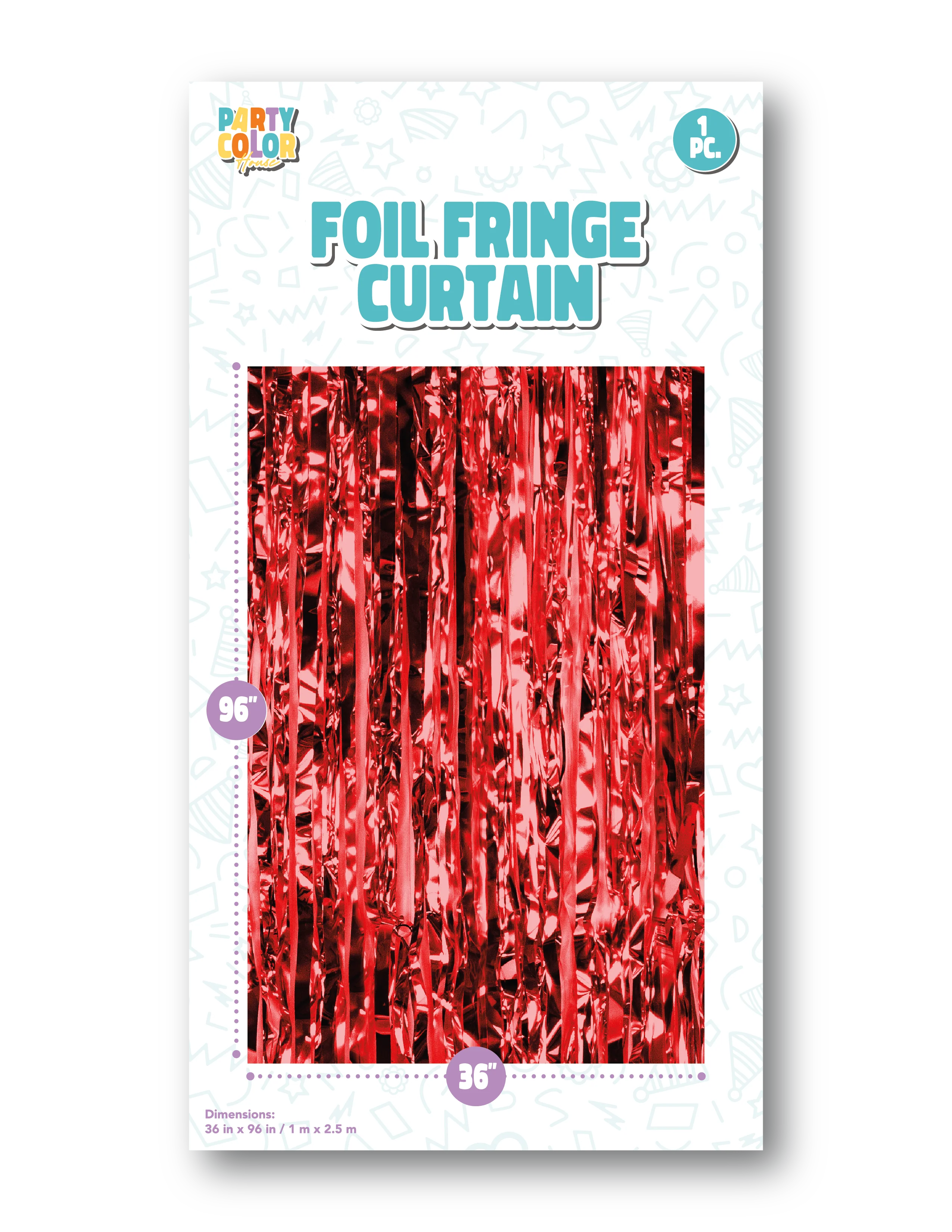 36" X 96" Foil Fringe Tinsel Curtain Backdrop Party Color Red Gloss