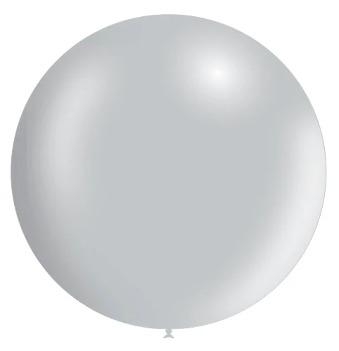 36'' Balloonia Latex Balloons Professional Line Metallic Silver (5 Per Bag)