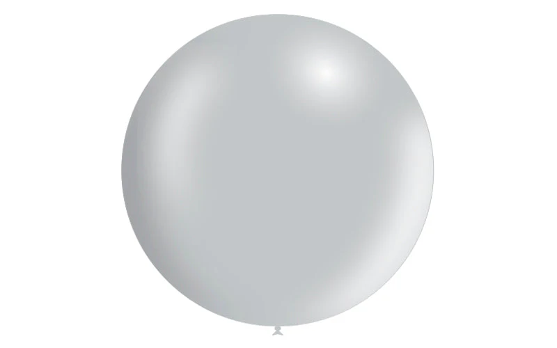 36'' Balloonia Latex Balloons Professional Line Metallic Silver (5 Per Bag) - Image 3