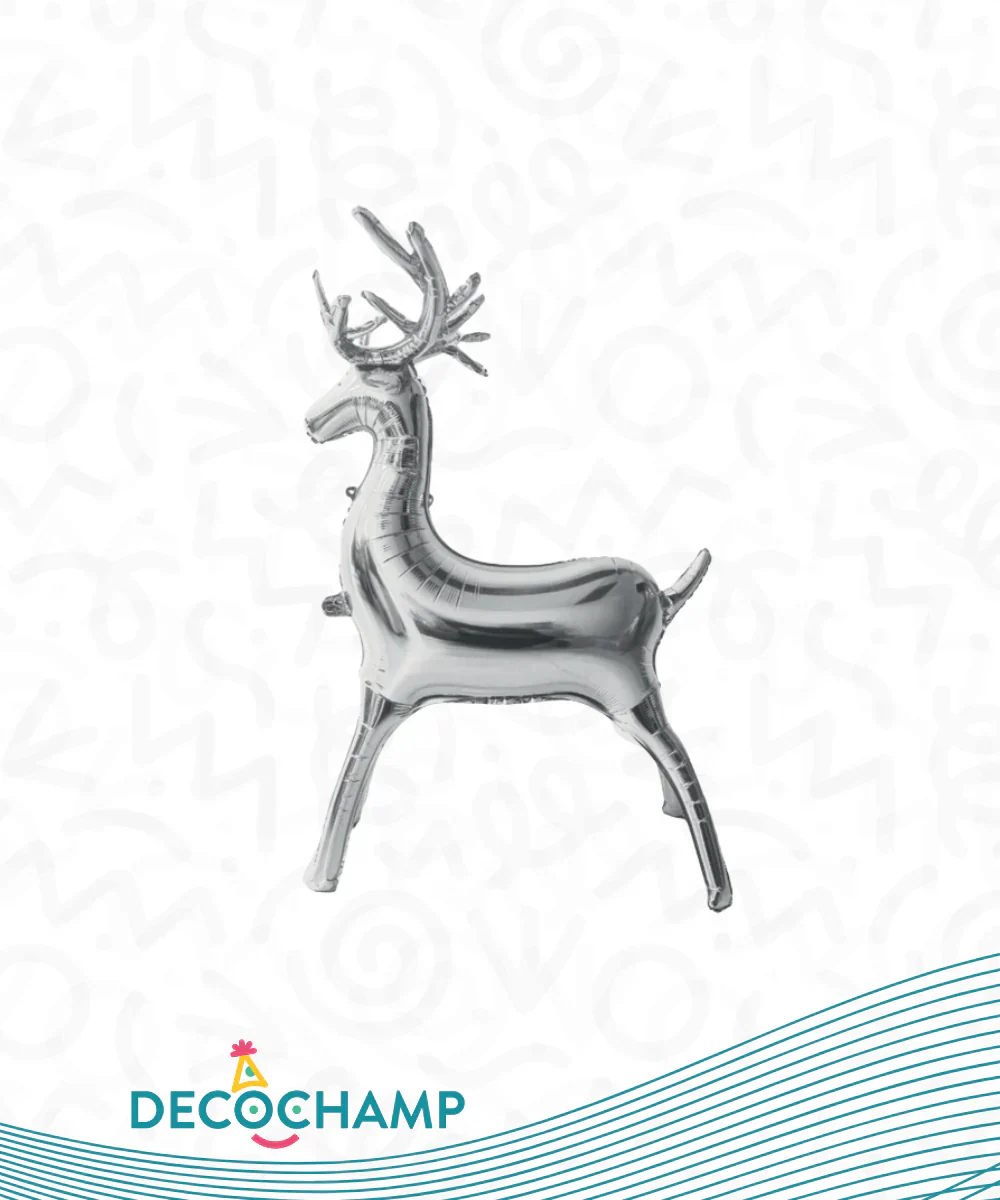 34" Decochamp Brand Silver Reindeer Balloon