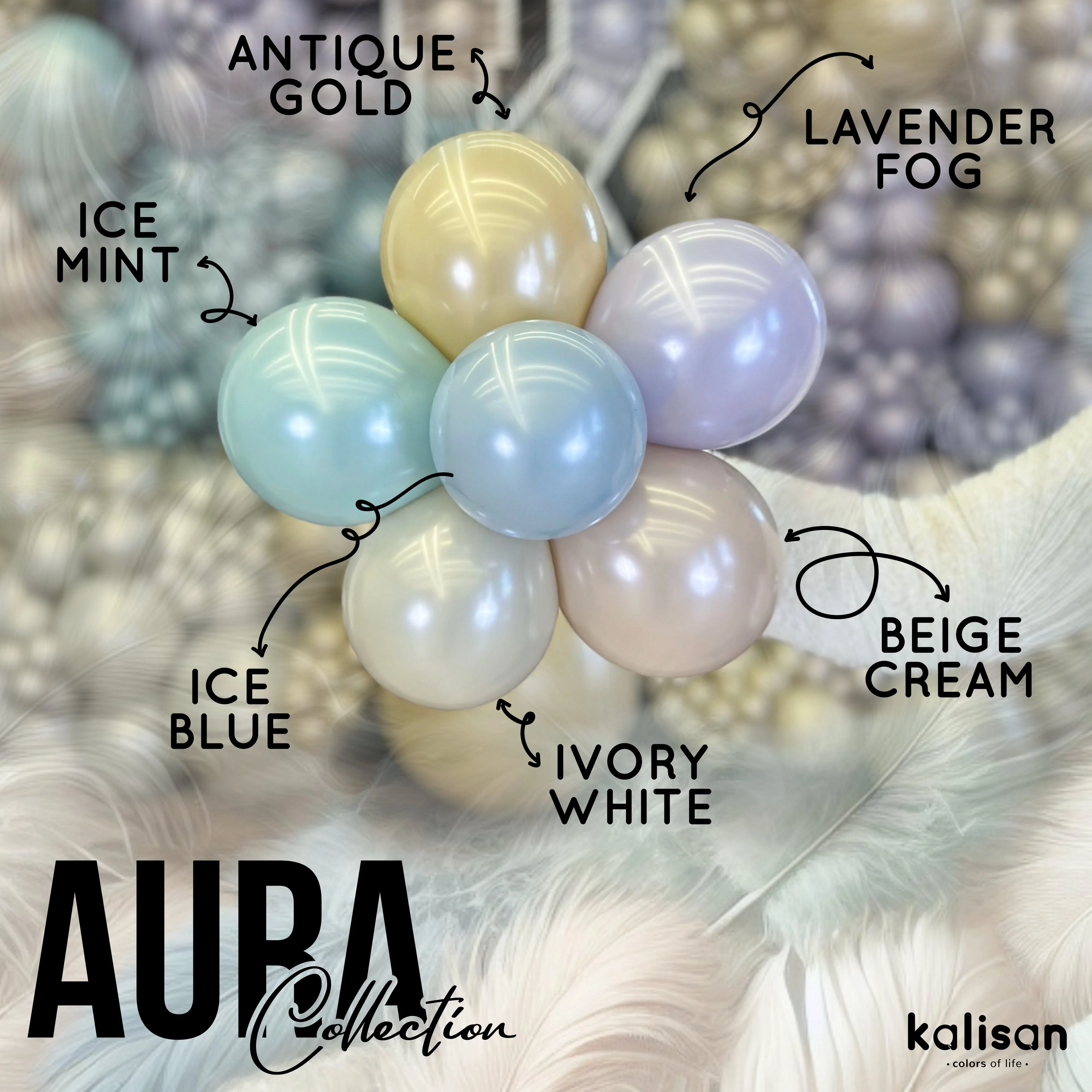 36" Kalisan Brand Latex Balloons Aura Ice Blue (2 Per Bag) - Image 18