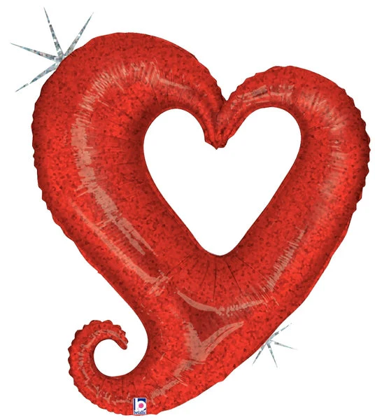37" Holographic Chain of Hearts Red Balloon