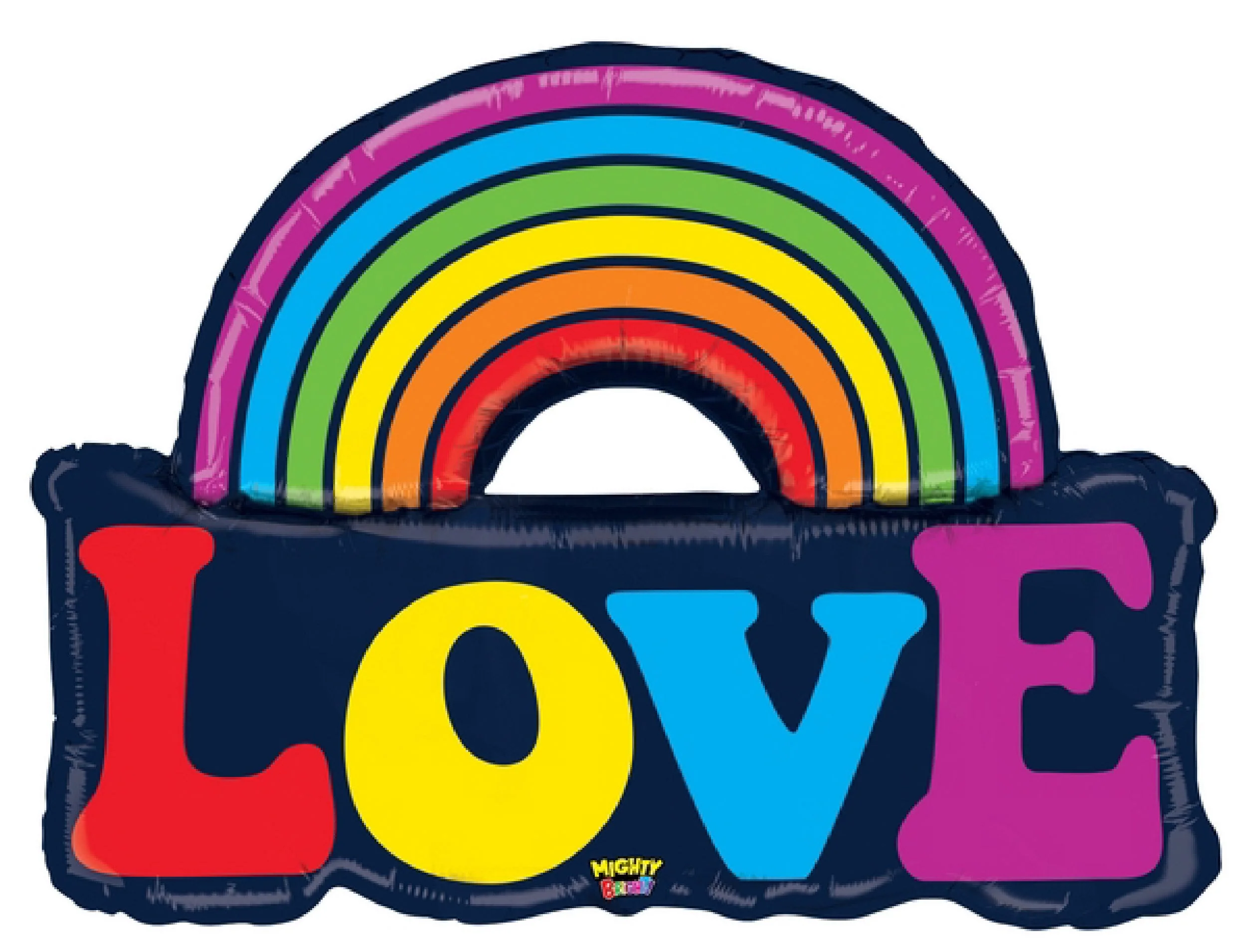 37" Mighty Bright Shape Mighty Love Rainbow Balloon