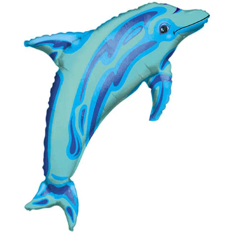 37" SuperShape Ocean Blue Dolphin Balloon Packaged