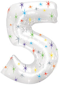 38" Multi-Colored Sparkles Five Balloon