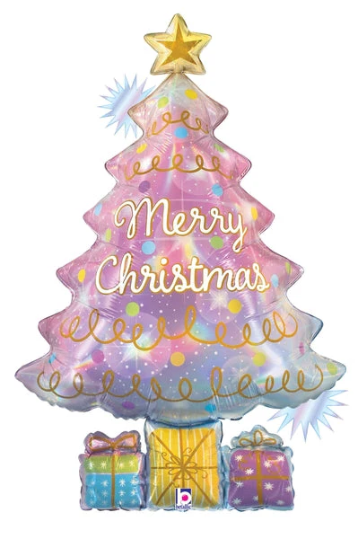 39" Jumbo Balloon Holographic Packaged Opal Christmas Tree Foil Balloon