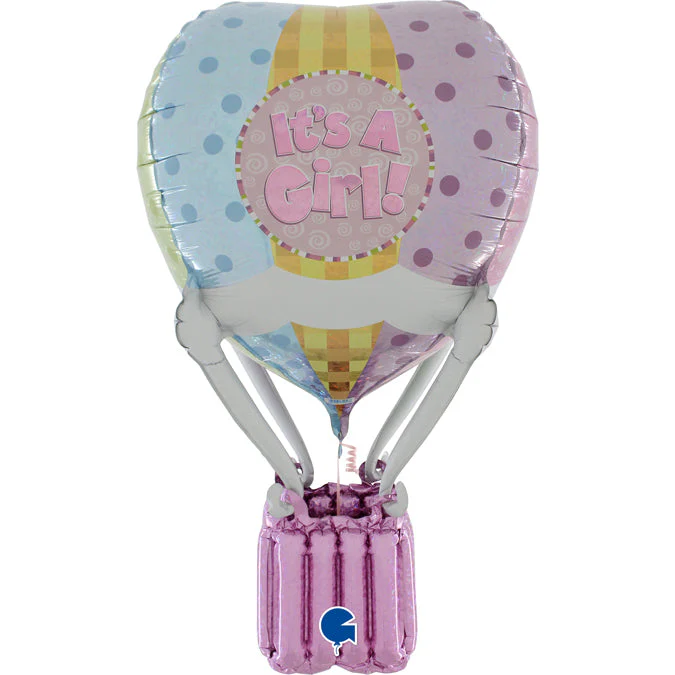 39" Maxiloons Hot Air Patchwork Baby Girl Foil Balloon