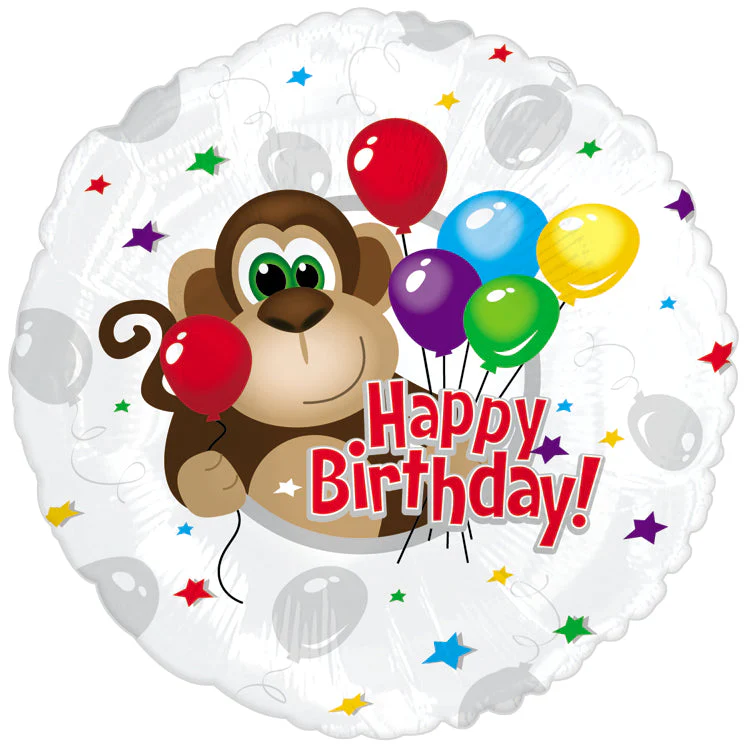 4.5" Airfill Only (Sticks Sold Separately) Monkey Around Happy Birthday Day Balloon