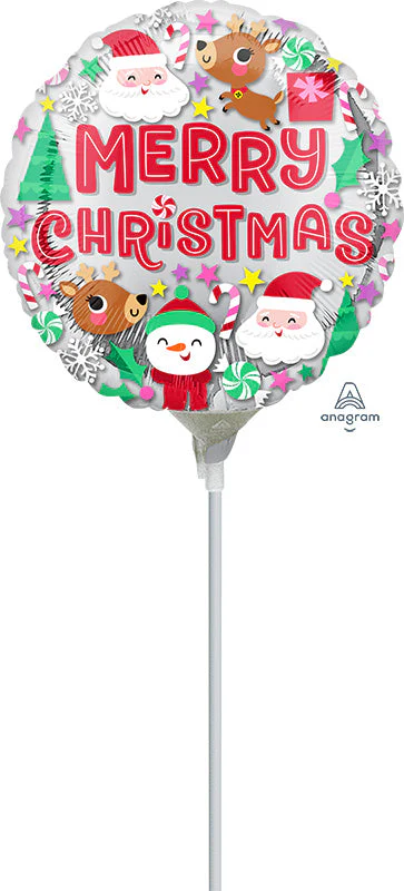 4" Airfill Only (Sticks Sold Separately) Christmas Buddies Foil Balloon