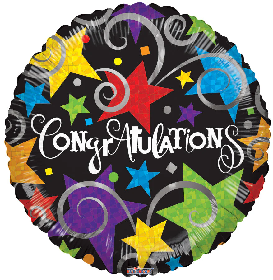 4" Airfill Only (Sticks Sold Separately) Congratulations Black Balloon