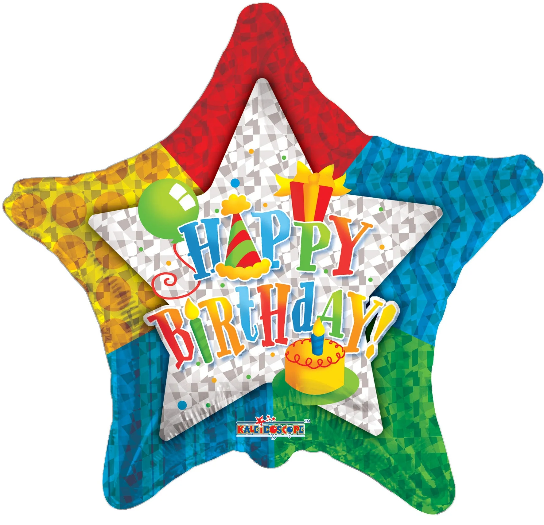 4" Airfill Only (Sticks Sold Separately) Happy Birthday Patterned Star Balloon