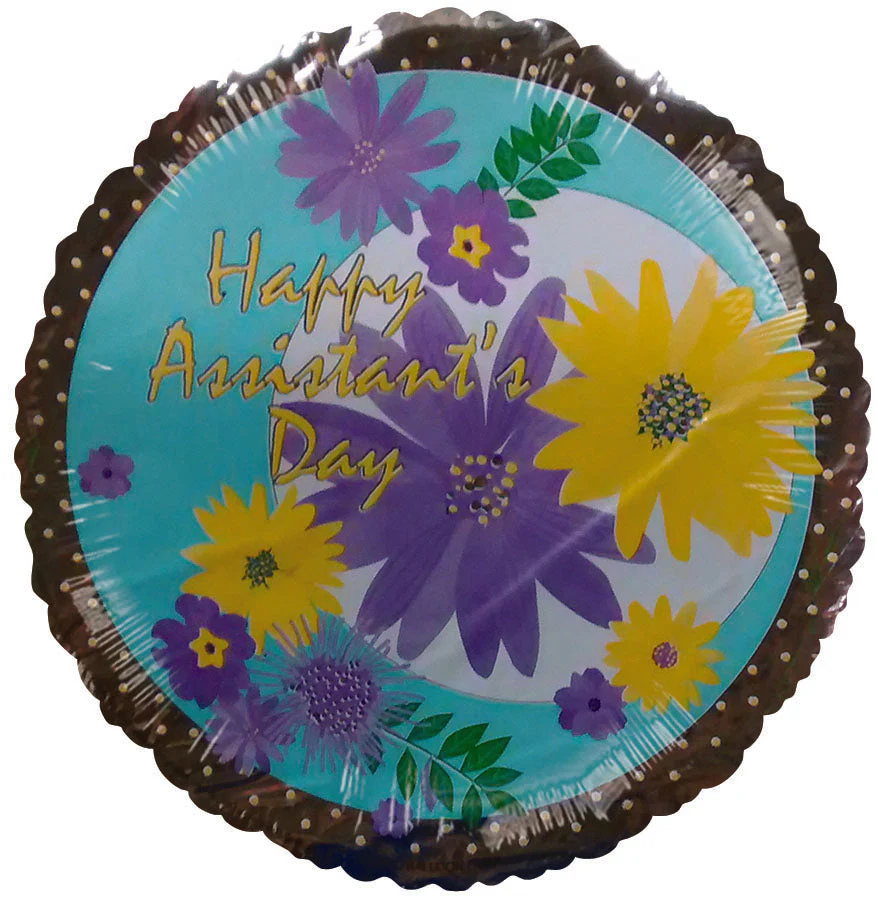 4"Airfill Only (Sticks Sold Separately) Happy Assistants Day Flowers Silver Balloon