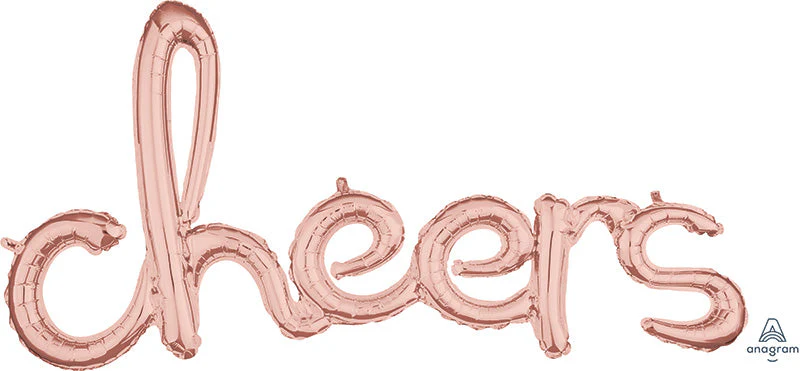 40" Airfill Only Script Cheers Rose Gold Balloon