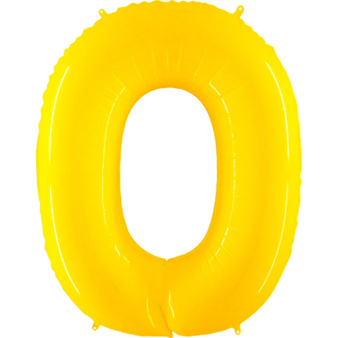 40" (34" Inflated) Foil Shape Balloon Number 0 Fluorescence Yellow